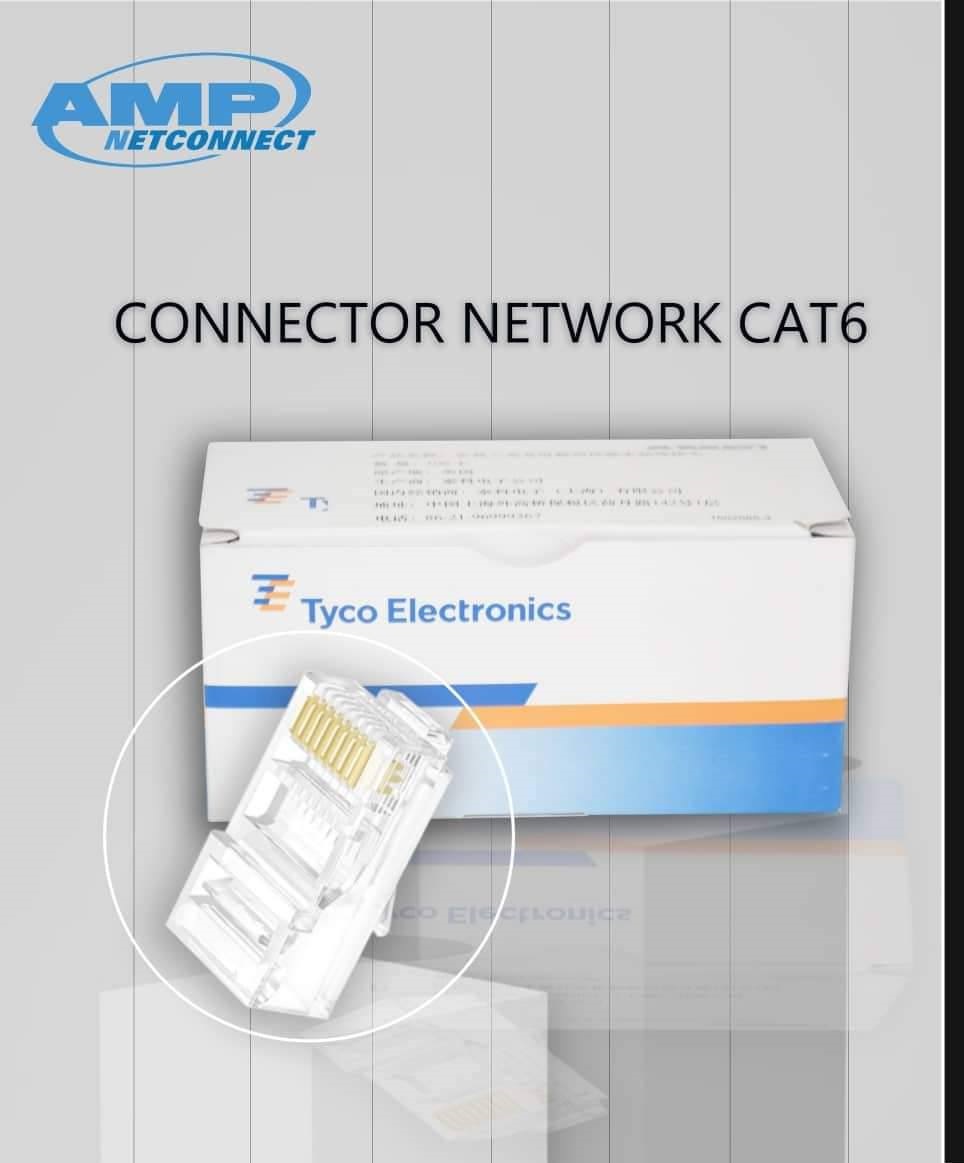 NETWORK CONNECTER AMP RJ45 CAT6 100BOX NORMALE